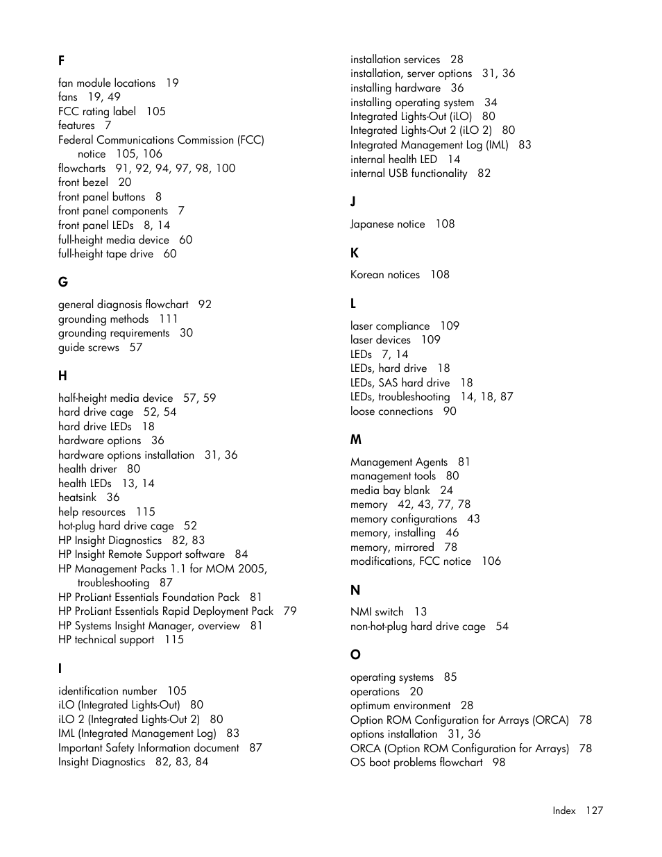 HP PROLIANT ML330 G6 User Manual | Page 127 / 129