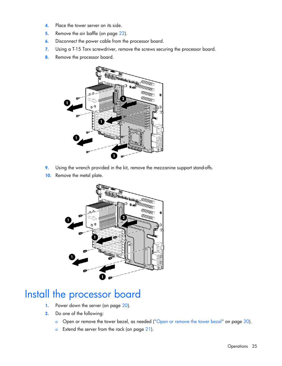 Install the processor board | HP PROLIANT ML330 G6 User Manual | Page 25 / 129