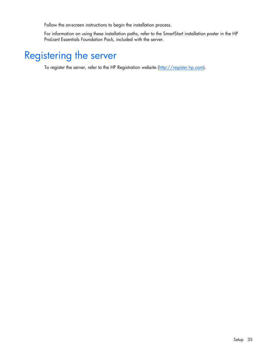 Registering the server | HP PROLIANT ML330 G6 User Manual | Page 35 / 129