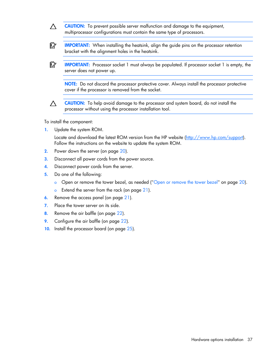 HP PROLIANT ML330 G6 User Manual | Page 37 / 129