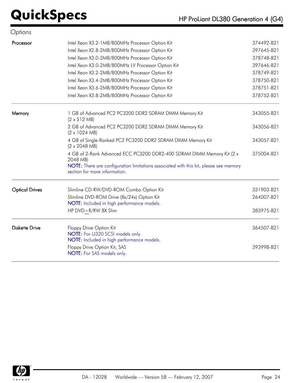 Quickspecs | HP SCSI User Manual | Page 24 / 48