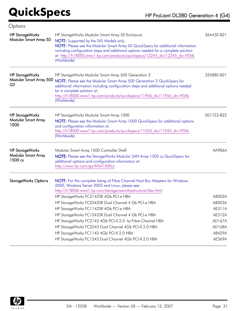 Quickspecs | HP SCSI User Manual | Page 31 / 48