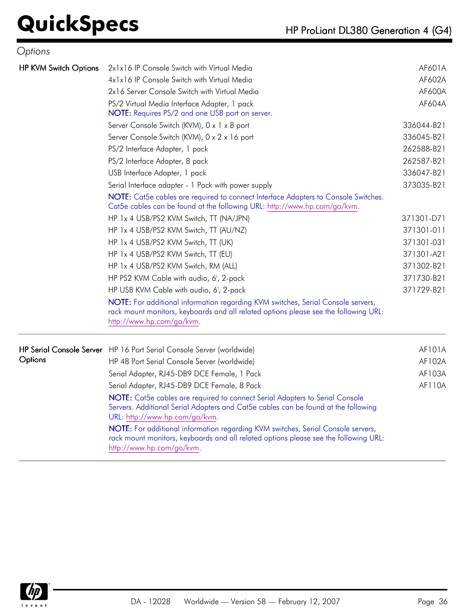 Quickspecs | HP SCSI User Manual | Page 36 / 48
