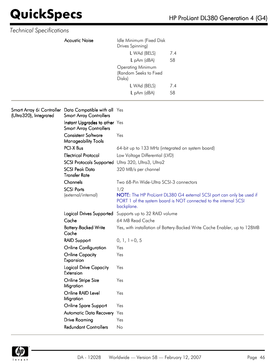 Quickspecs | HP SCSI User Manual | Page 46 / 48