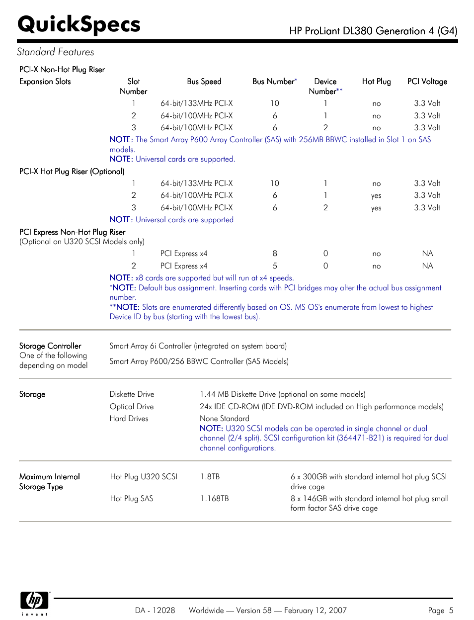 Quickspecs | HP SCSI User Manual | Page 5 / 48