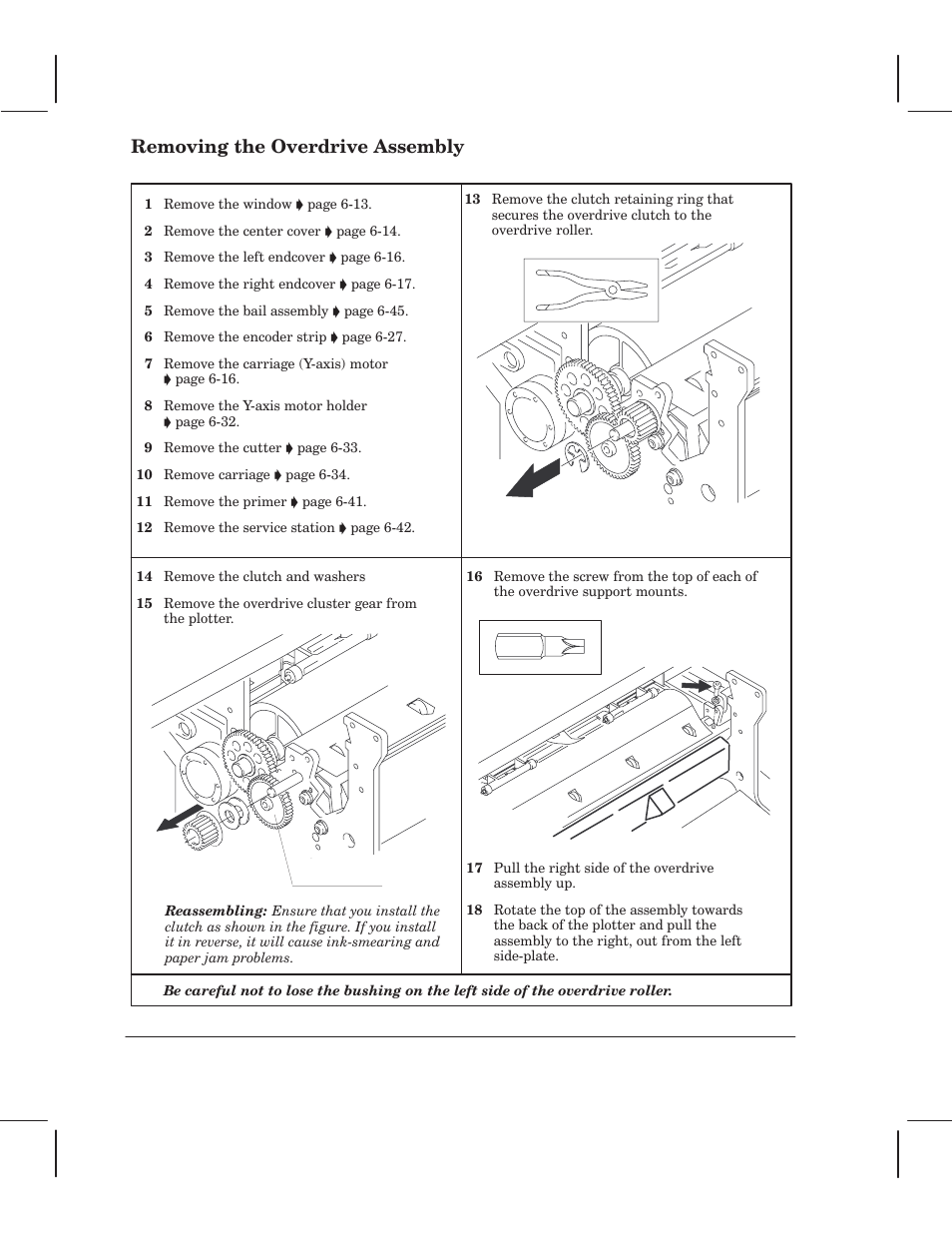 Removing the overdrive assembly | HP 750 User Manual | Page 100 / 288