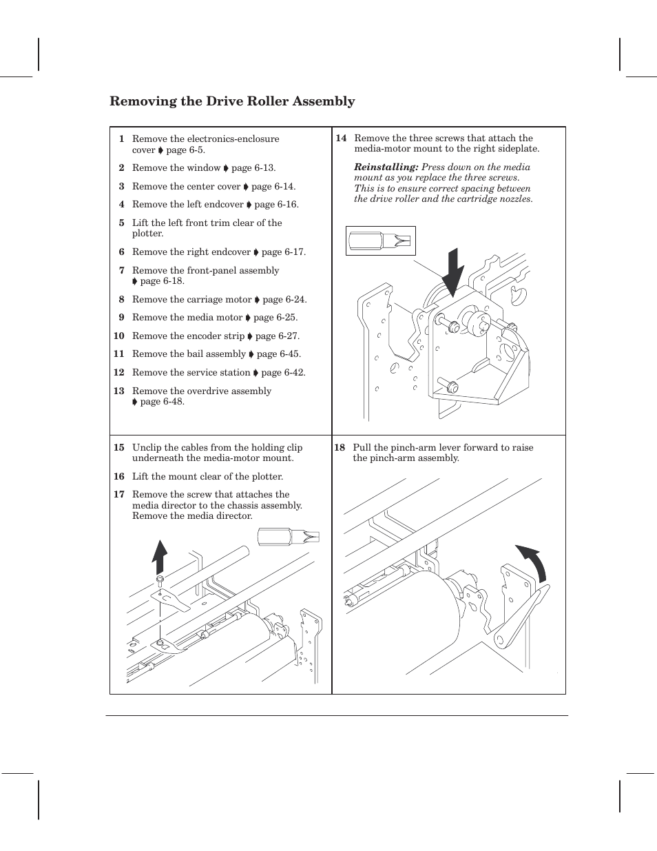 Removing the drive roller assembly | HP 750 User Manual | Page 101 / 288