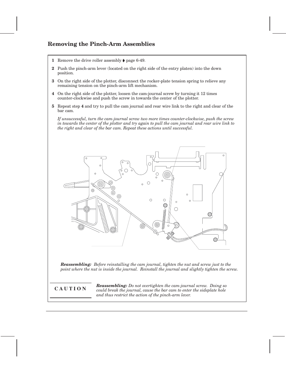 Removing the pinchćarm assemblies | HP 750 User Manual | Page 109 / 288