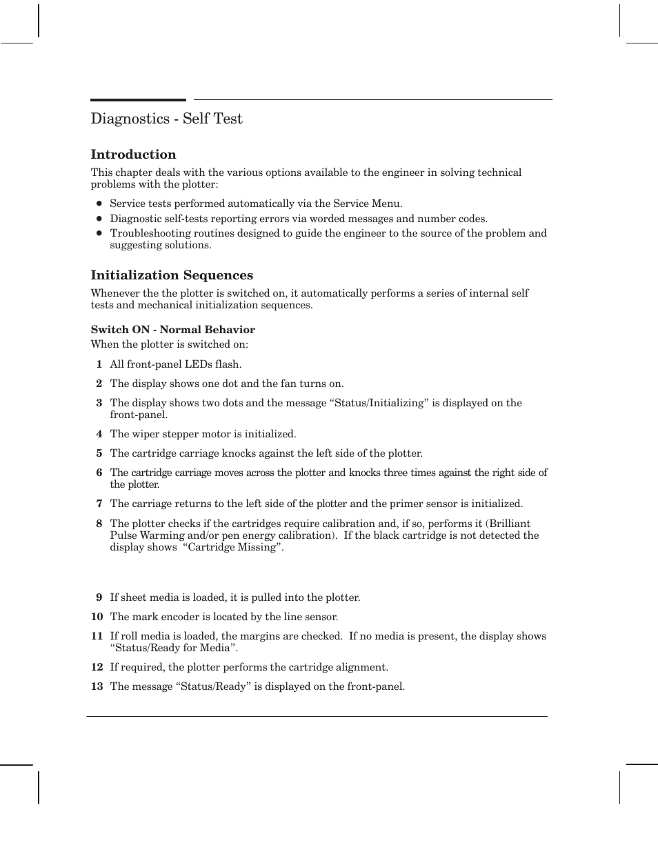 Diagnostics ć self test | HP 750 User Manual | Page 120 / 288