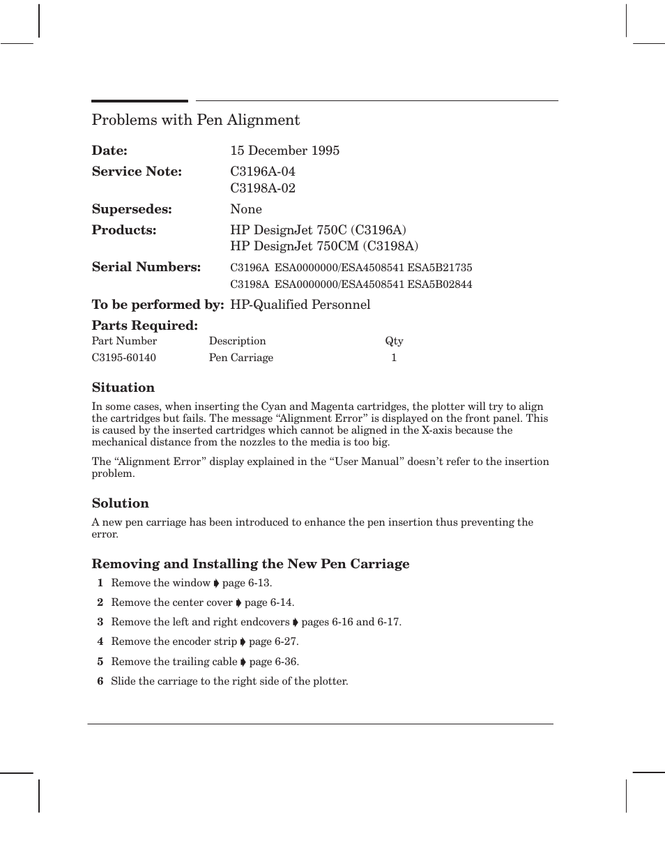 Problems with pen alignment | HP 750 User Manual | Page 218 / 288