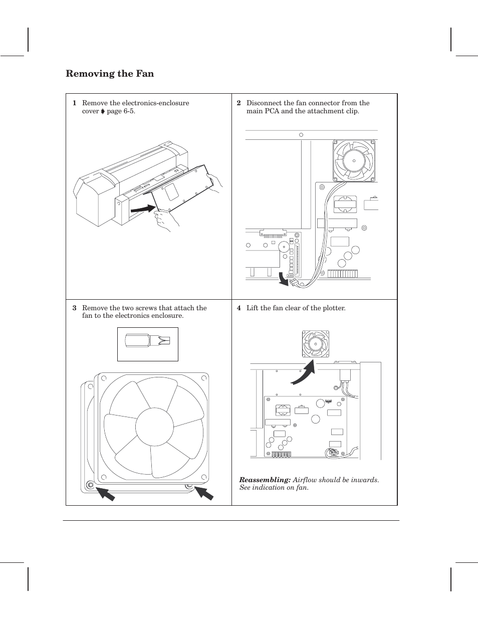 Removing the fan | HP 750 User Manual | Page 64 / 288