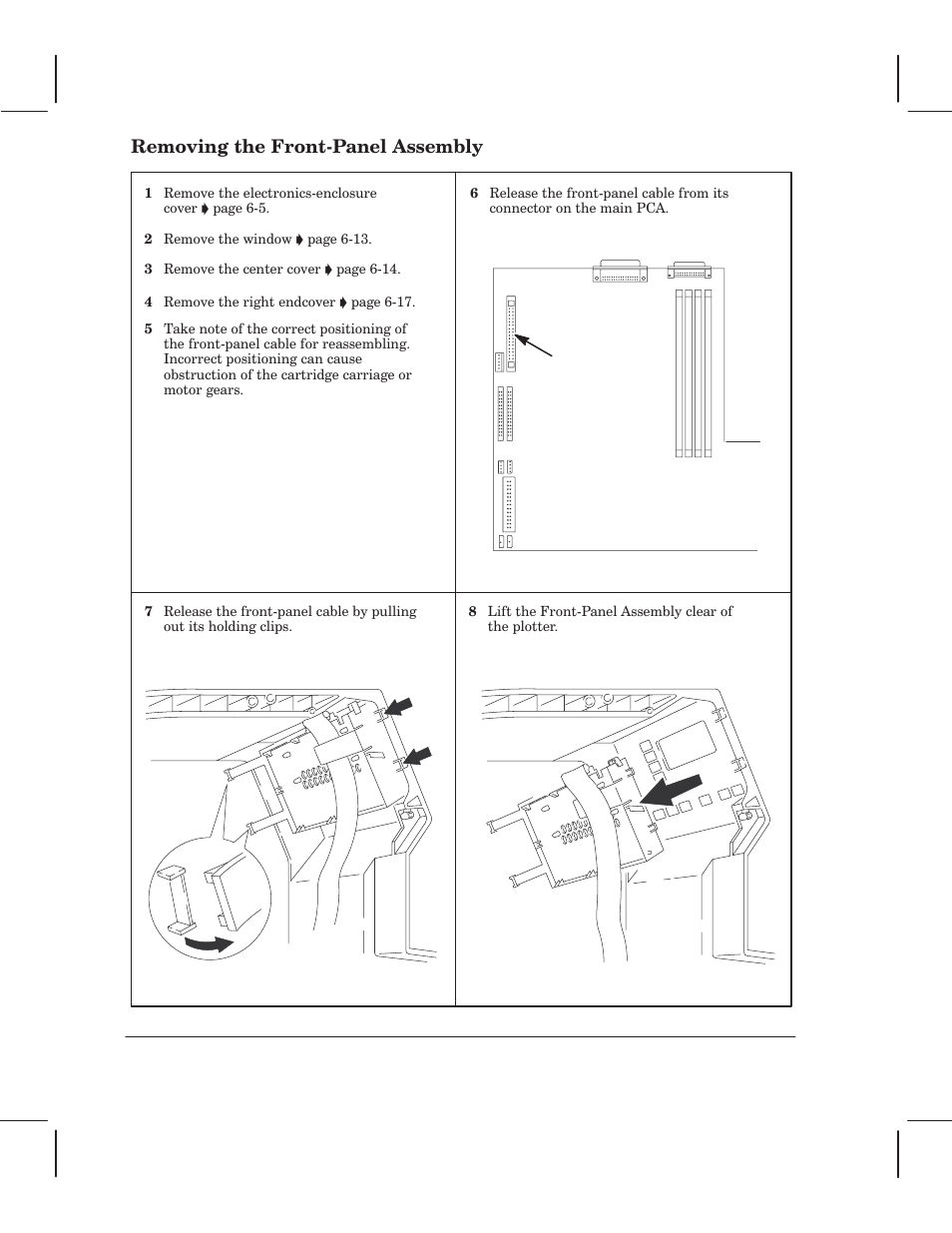 Removing the frontćpanel assembly | HP 750 User Manual | Page 70 / 288