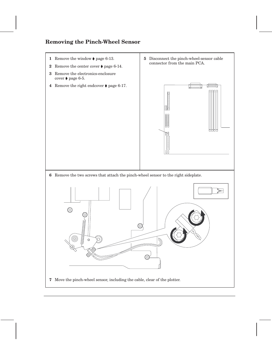 Removing the pinchćwheel sensor | HP 750 User Manual | Page 73 / 288