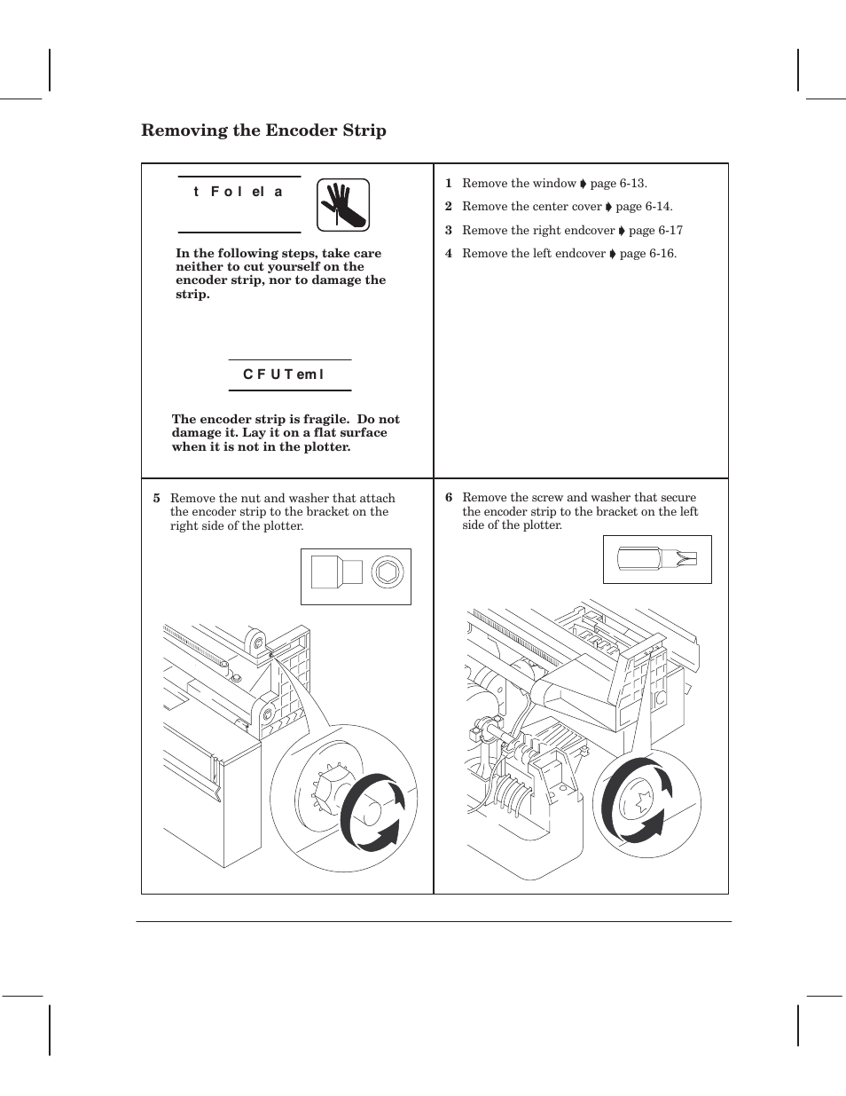 Removing the encoder strip | HP 750 User Manual | Page 79 / 288