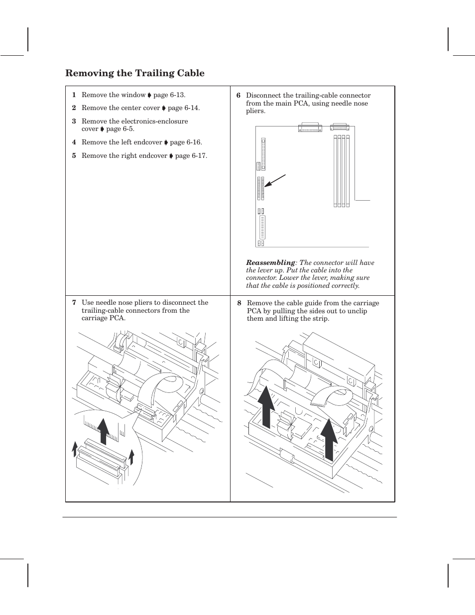 Removing the trailing cable | HP 750 User Manual | Page 88 / 288