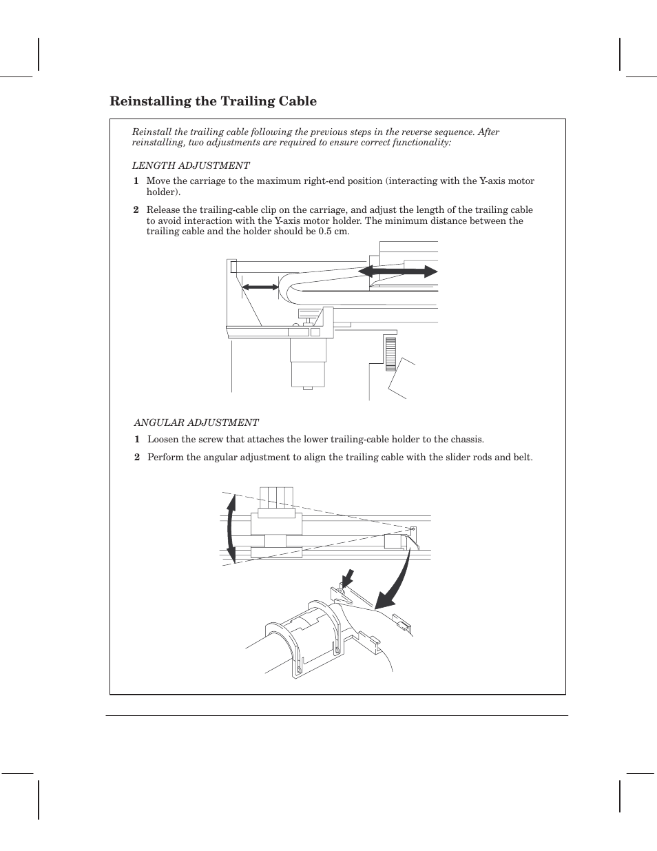 Reinstalling the trailing cable | HP 750 User Manual | Page 91 / 288