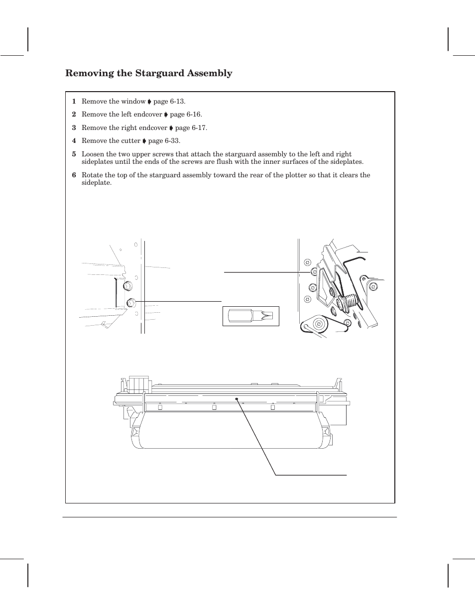 Removing the starguard assembly | HP 750 User Manual | Page 92 / 288