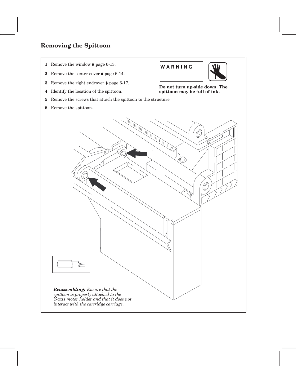 Removing the spittoon | HP 750 User Manual | Page 96 / 288