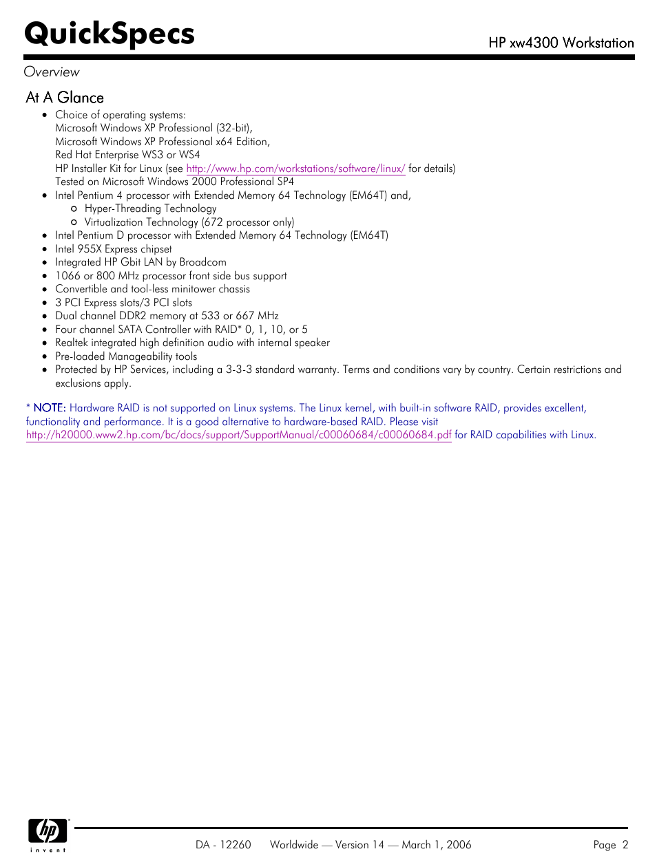 Quickspecs | HP XW4300 User Manual | Page 2 / 85