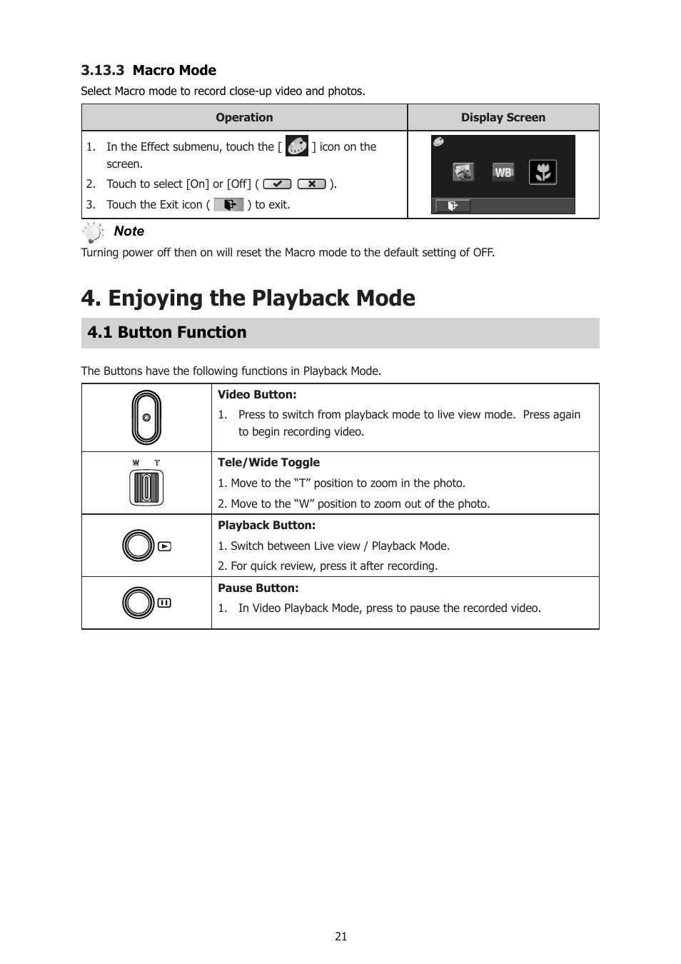 Enjoying the playback mode, 1 button function | HP T500 User Manual | Page 25 / 45