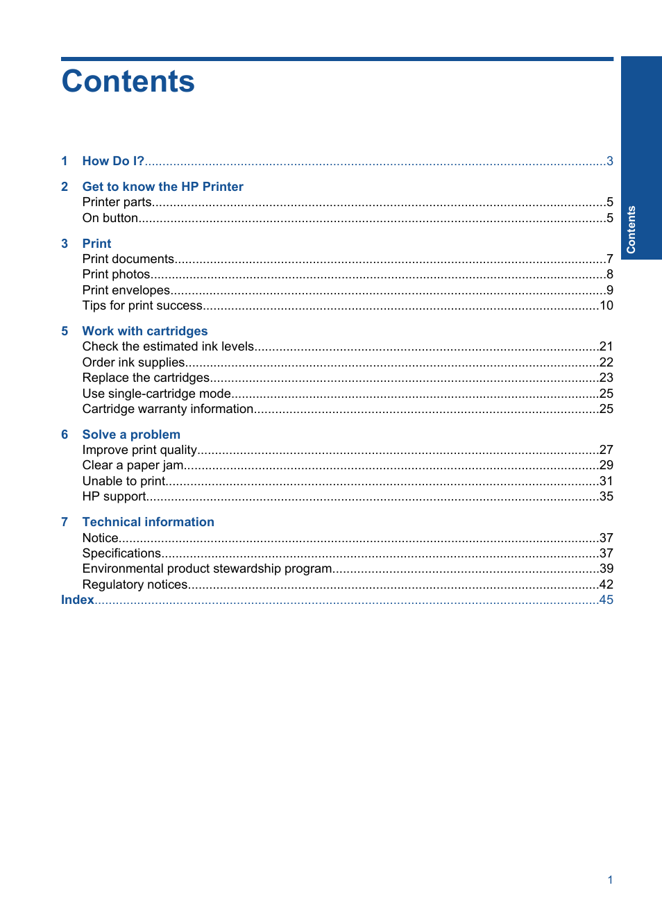 HP DESKJET 1000 J110 User Manual | Page 3 / 48