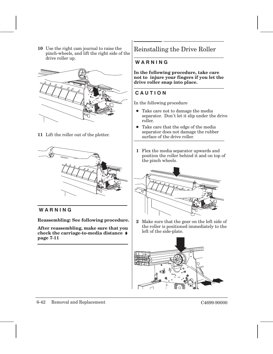 Reinstalling the drive roller | HP 250C User Manual | Page 100 / 268