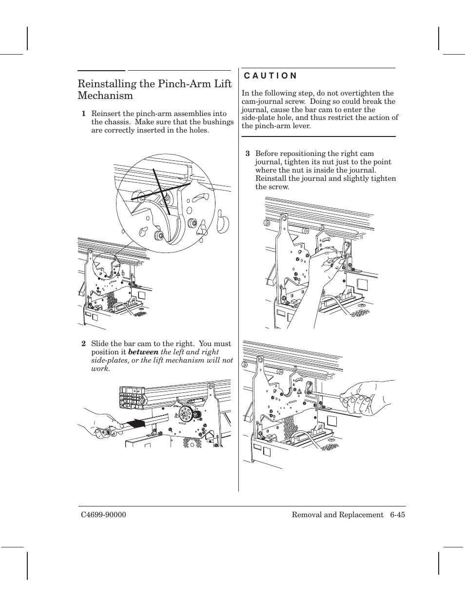 Reinstalling the pinchćarmlift mechanism | HP 250C User Manual | Page 103 / 268