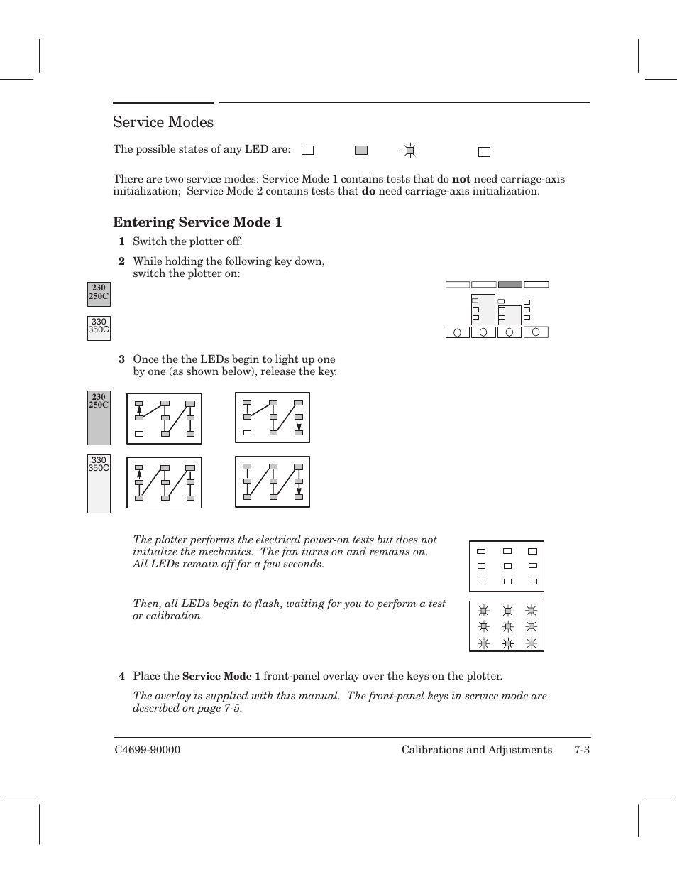 Service modes, Entering service mode 1 | HP 250C User Manual | Page 111 / 268