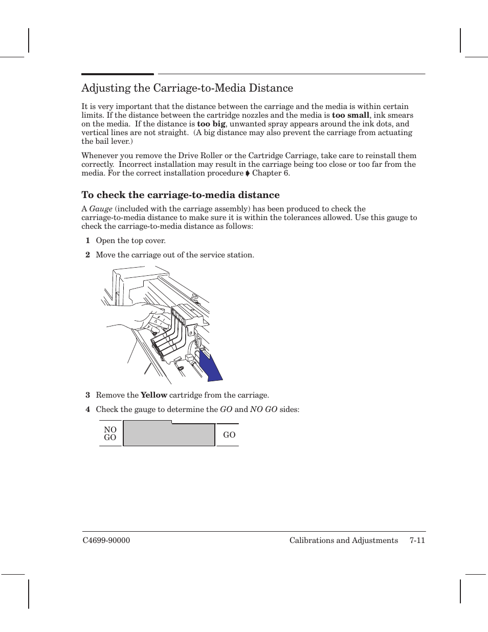 Adjusting the carriagećtoćmedia distance | HP 250C User Manual | Page 119 / 268