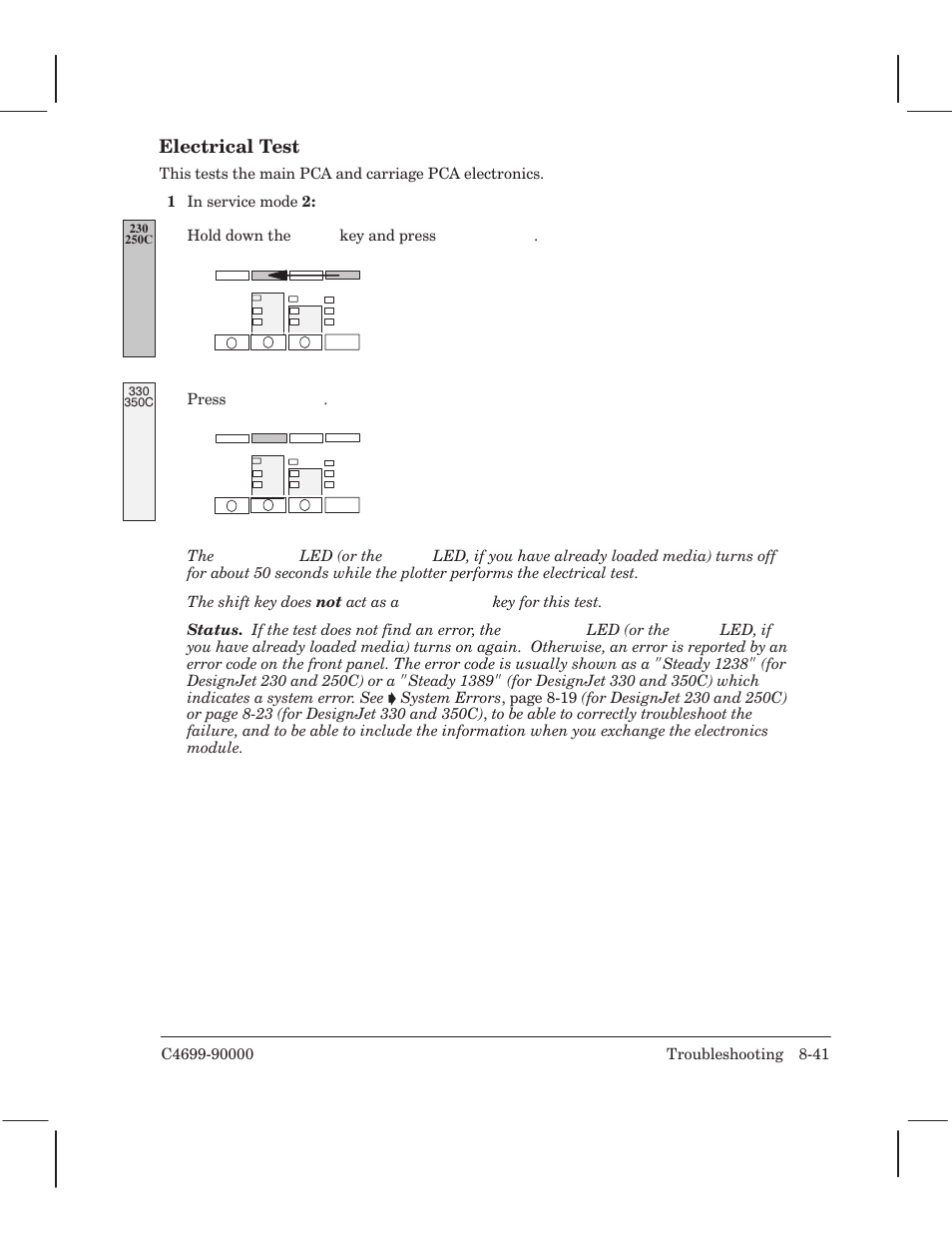 Electrical test | HP 250C User Manual | Page 175 / 268