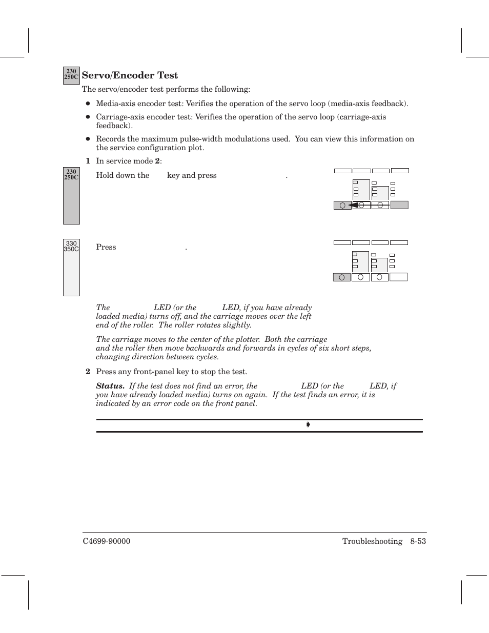 Servo/encoder test | HP 250C User Manual | Page 187 / 268