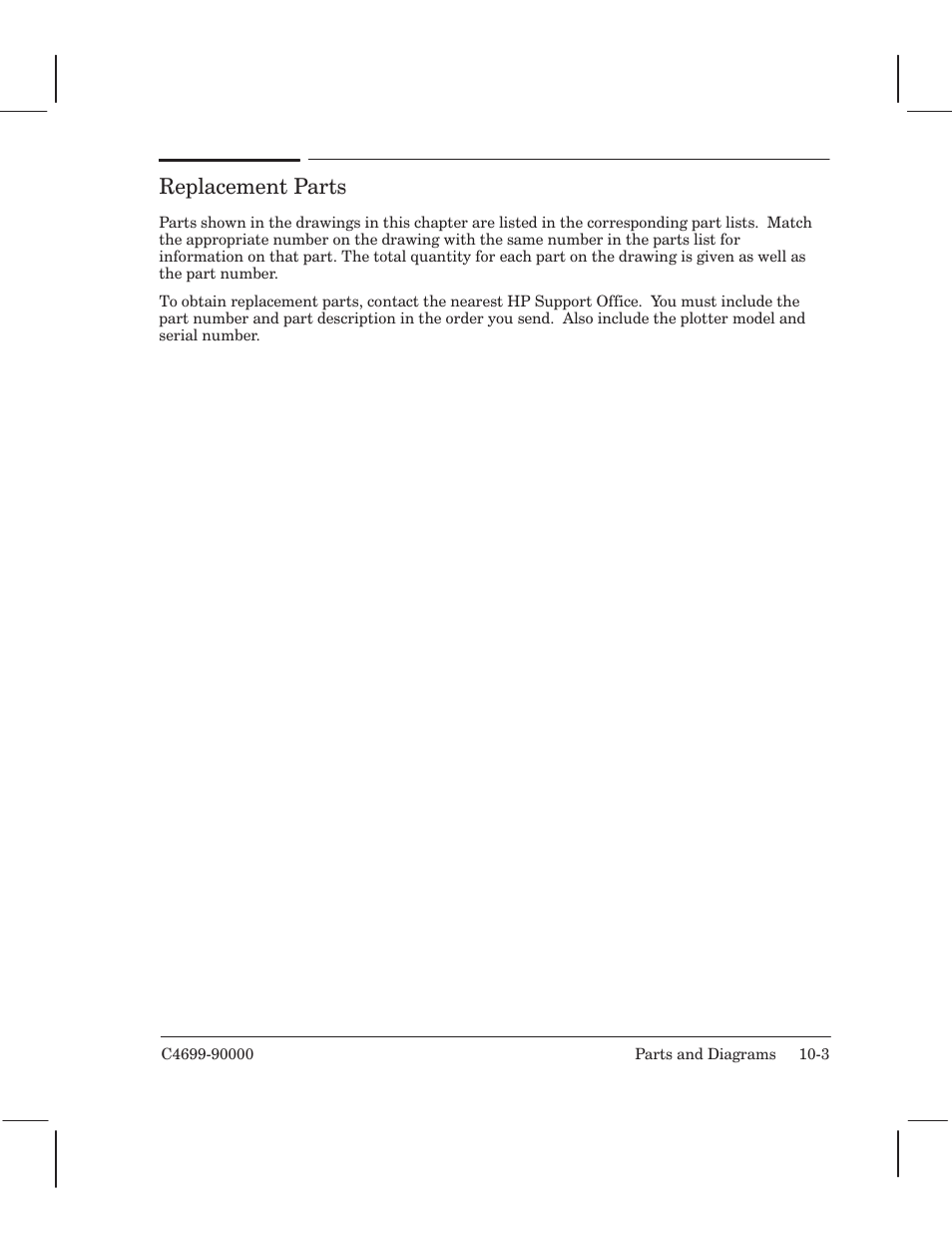 Replacement parts | HP 250C User Manual | Page 205 / 268