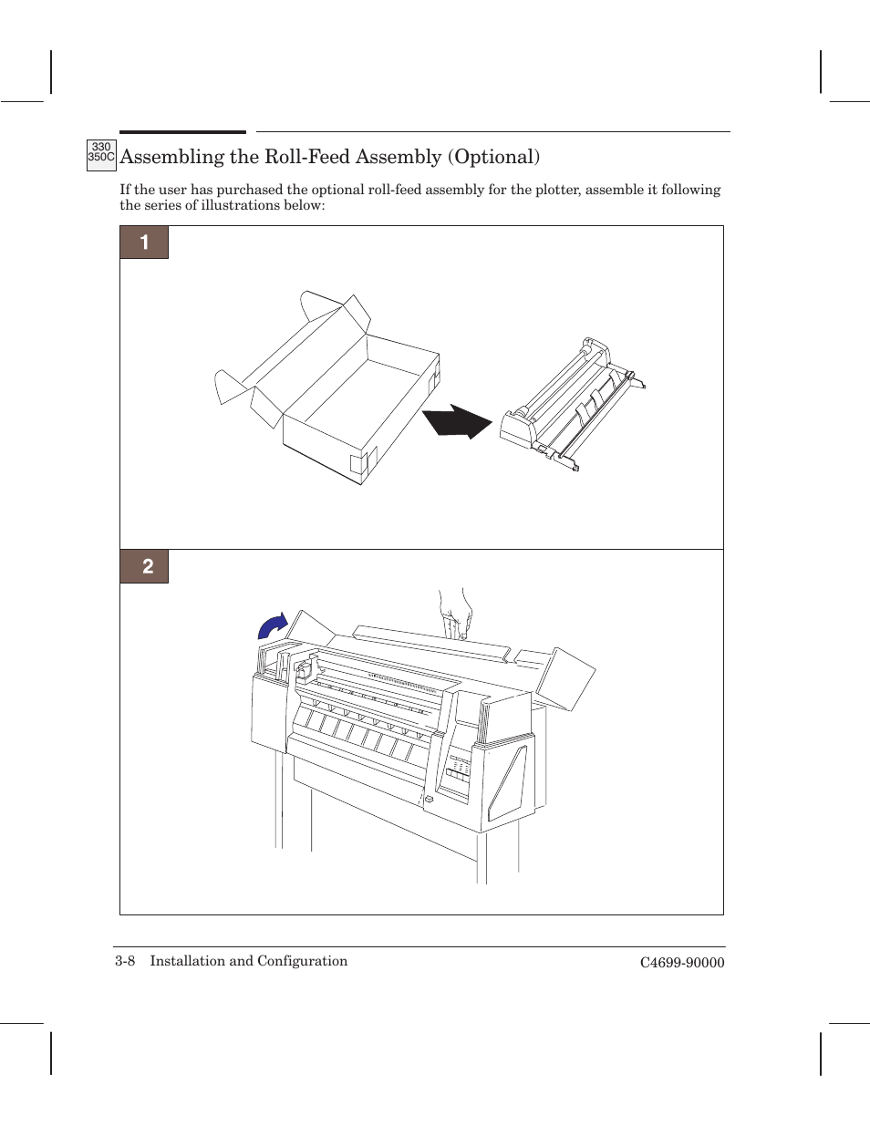 Assembling the rollćfeed assembly (optional) | HP 250C User Manual | Page 30 / 268