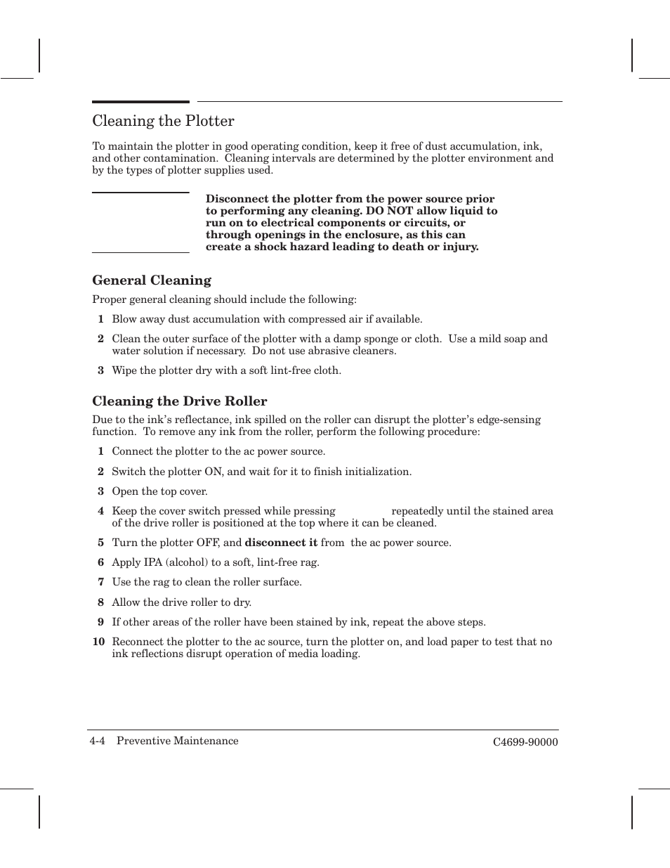 Cleaning the plotter | HP 250C User Manual | Page 42 / 268