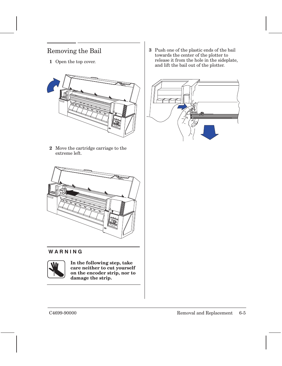 Removing the bail | HP 250C User Manual | Page 63 / 268