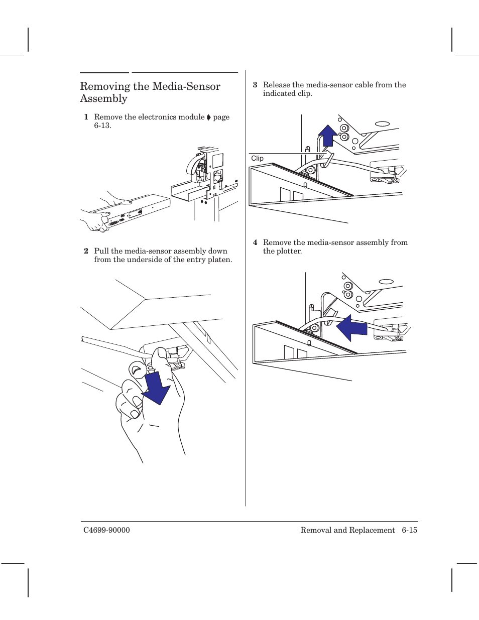 Removing the mediaćsensor assembly | HP 250C User Manual | Page 73 / 268