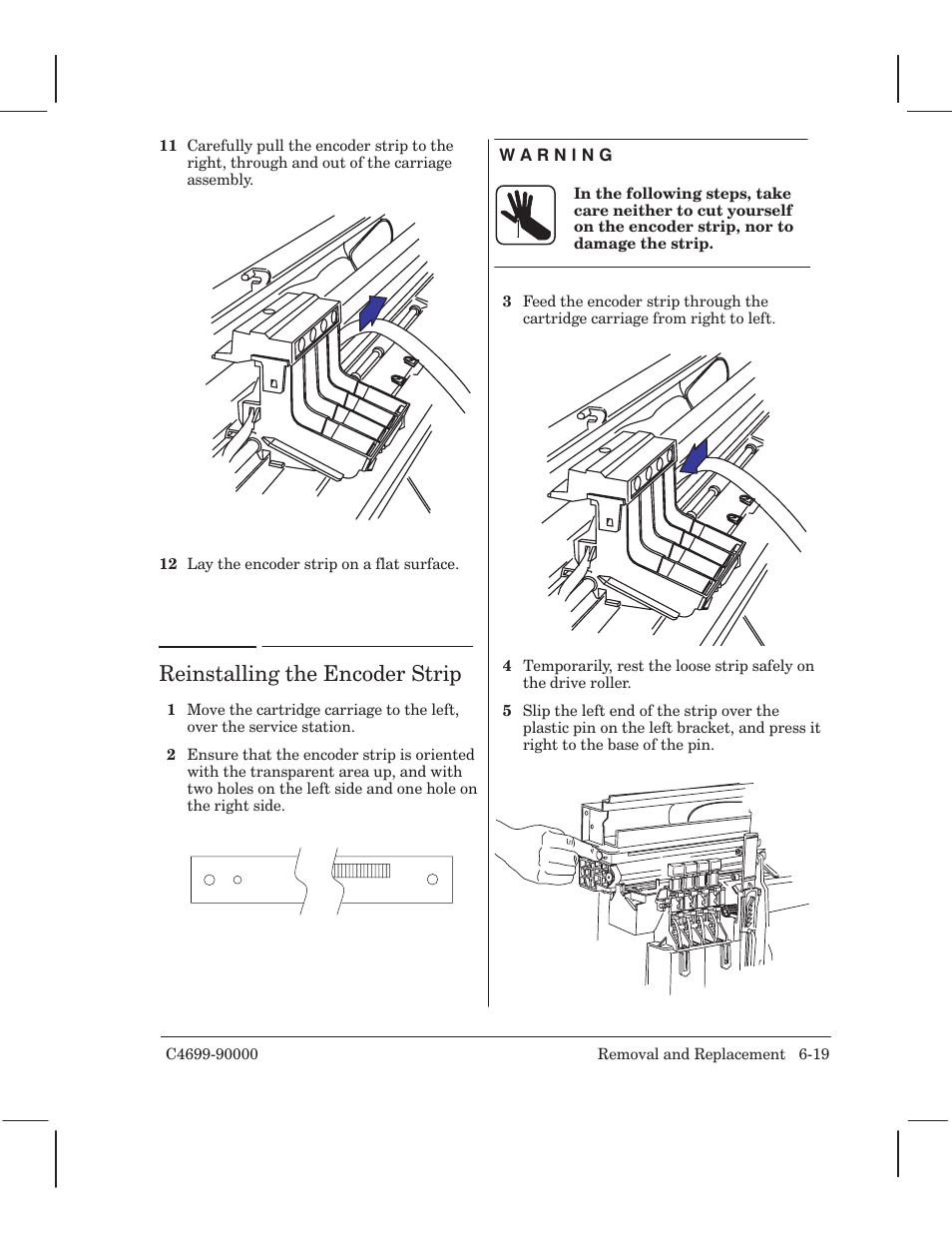 Reinstalling the encoderstrip | HP 250C User Manual | Page 77 / 268