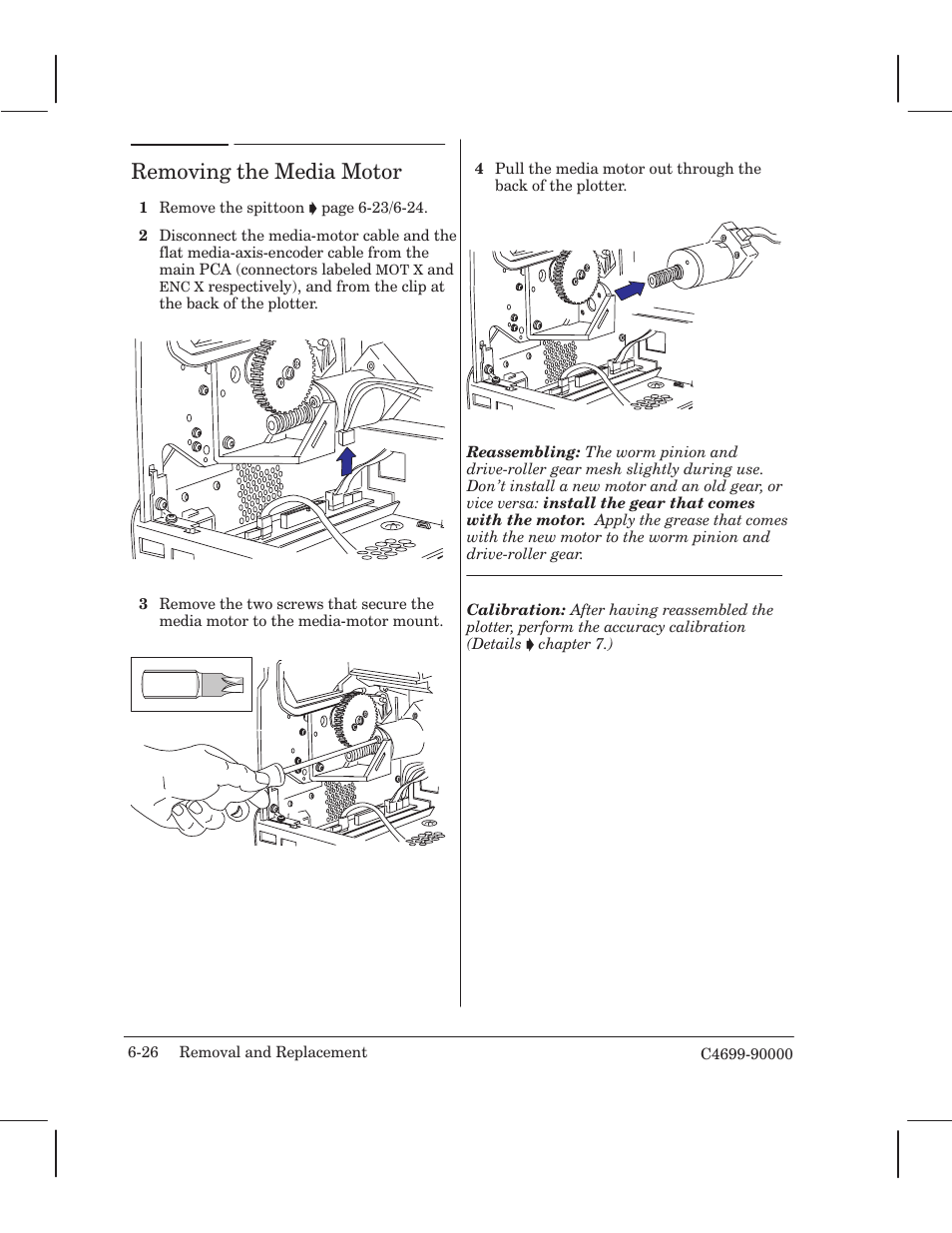 Removing the media motor | HP 250C User Manual | Page 84 / 268