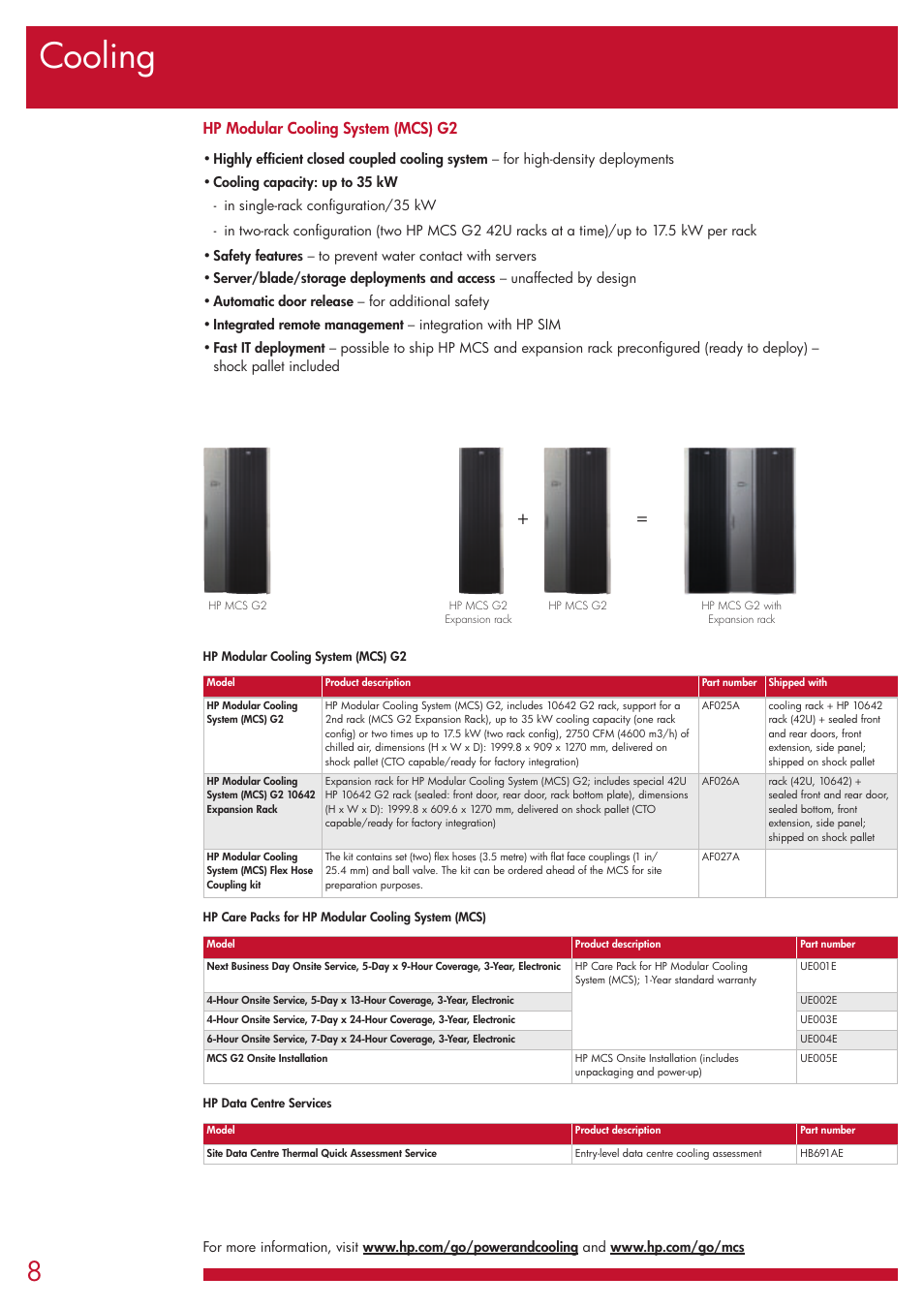 Cooling, Hp modular cooling system (mcs) g2 | HP G1006 User Manual | Page 8 / 20