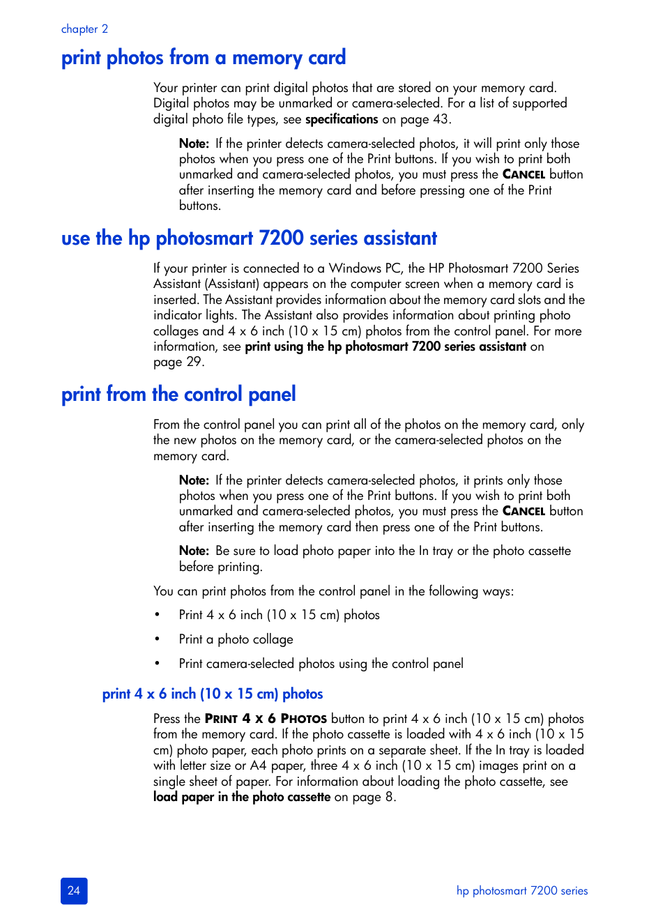 Use the hp photosmart 7200 series assistant, Print from the control panel | HP Photosmart 7200 Series User Manual | Page 28 / 64