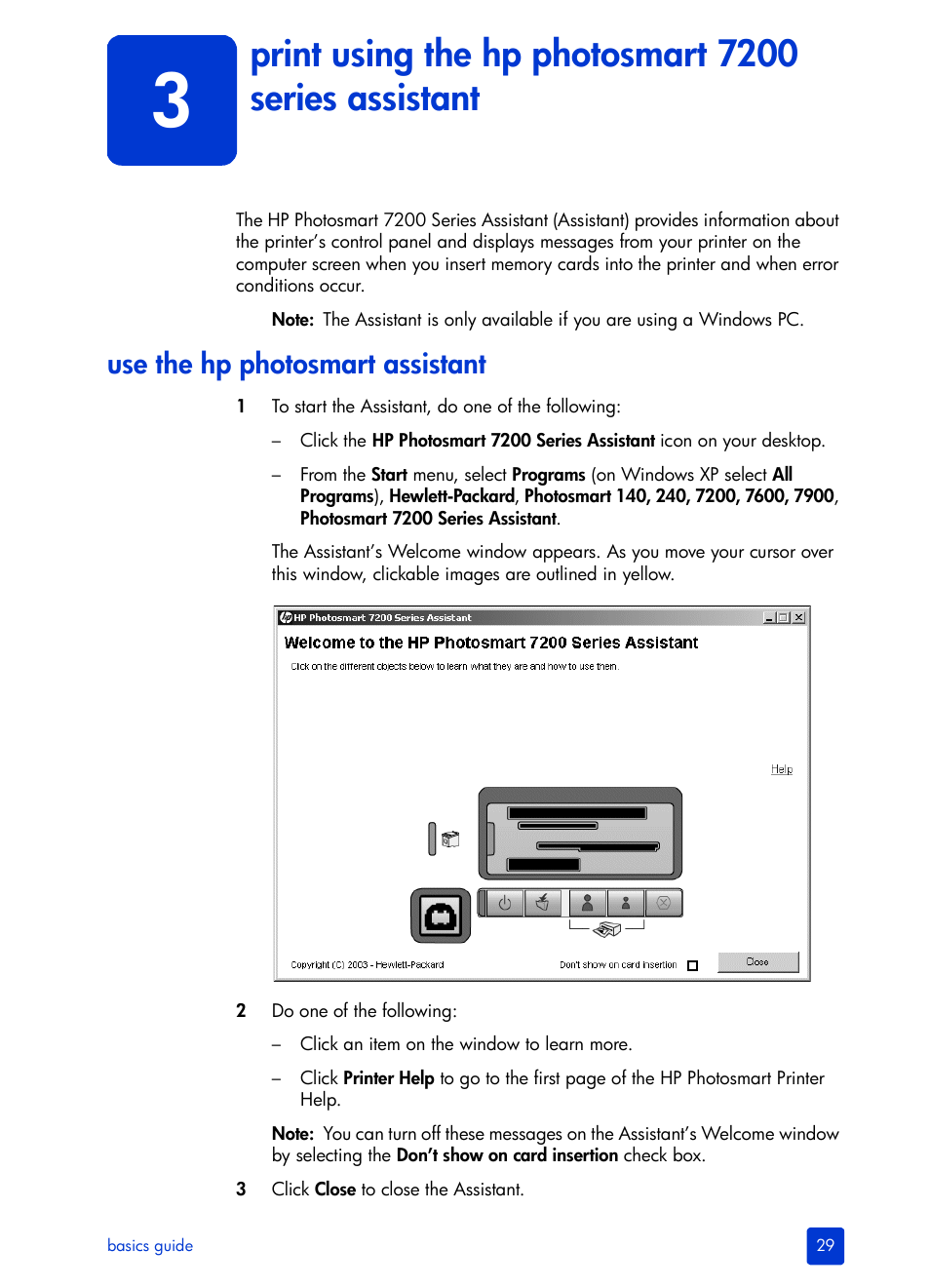 Use the hp photosmart assistant | HP Photosmart 7200 Series User Manual | Page 33 / 64