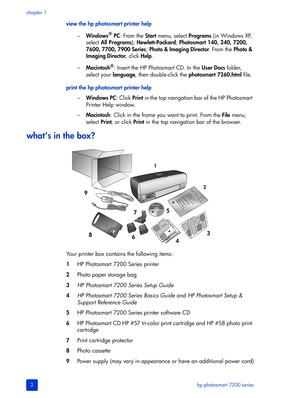 What’s in the box | HP Photosmart 7200 Series User Manual | Page 6 / 64