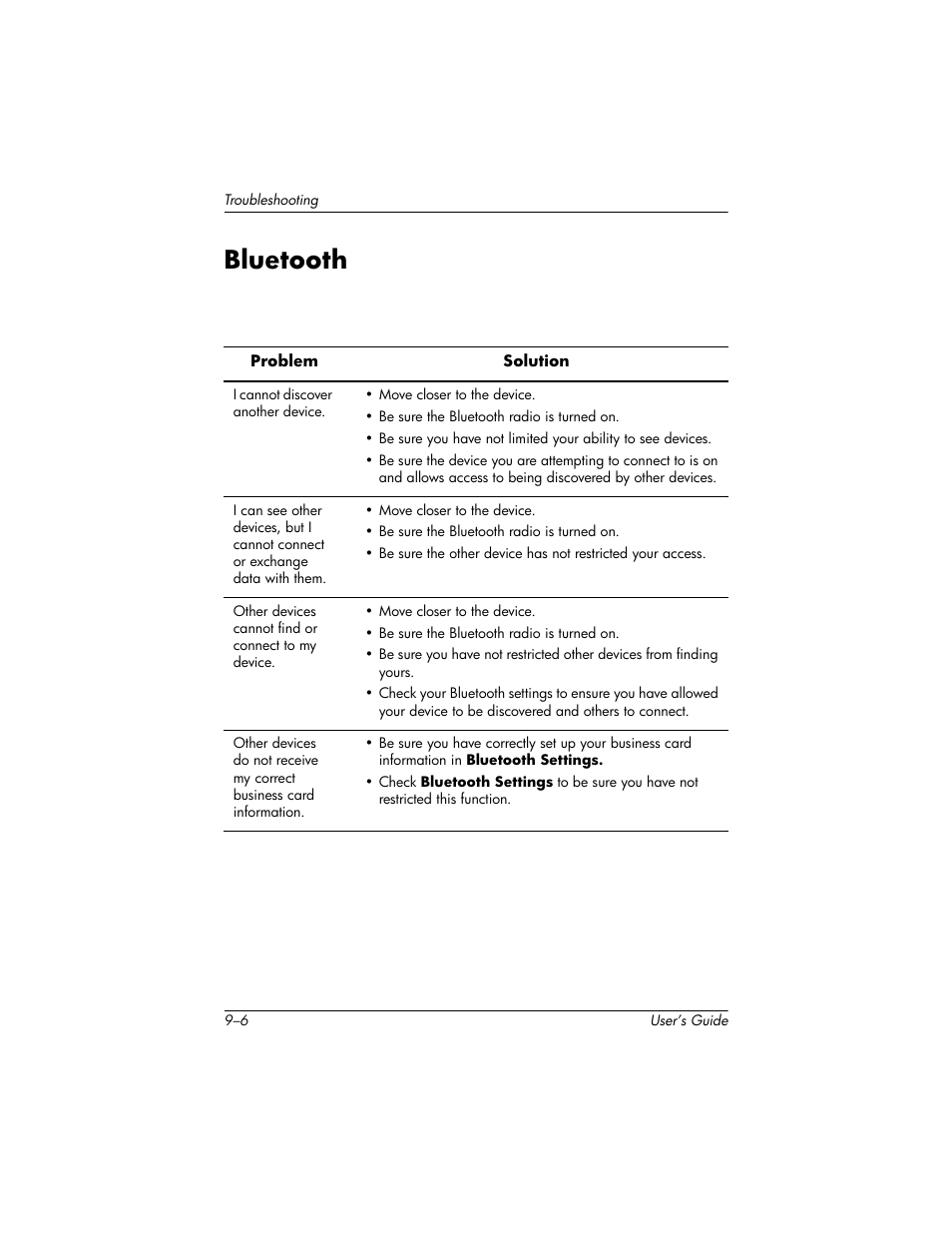 Bluetooth, Bluetooth –6 | HP H1930 User Manual | Page 110 / 127