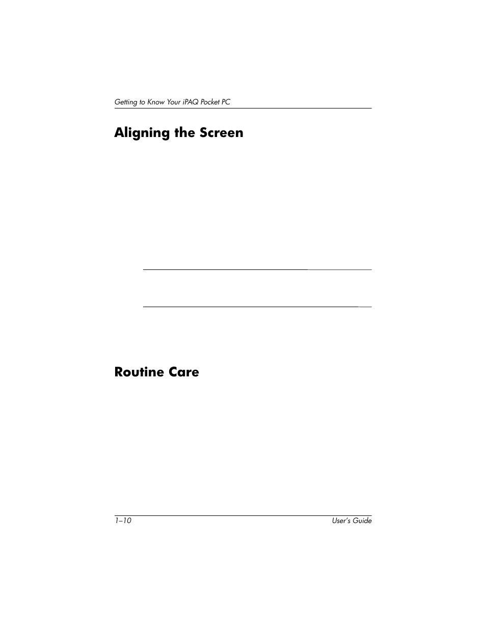 Aligning the screen, Routine care, Aligning the screen –10 routine care –10 | HP H1930 User Manual | Page 18 / 127