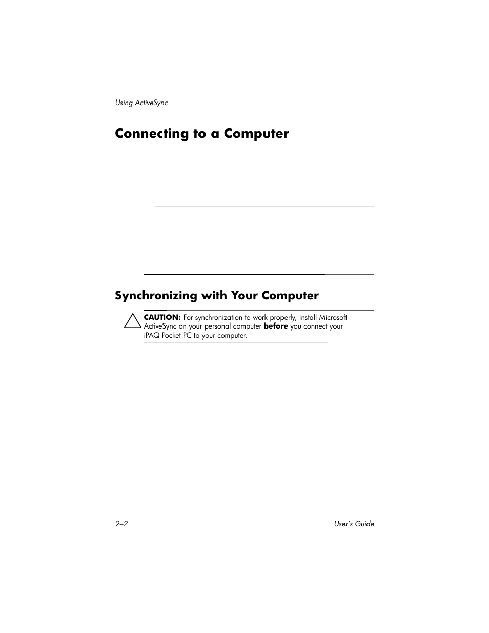 Connecting to a computer, Synchronizing with your computer, Connecting to a computer –2 | Synchronizing with your computer –2 | HP H1930 User Manual | Page 22 / 127