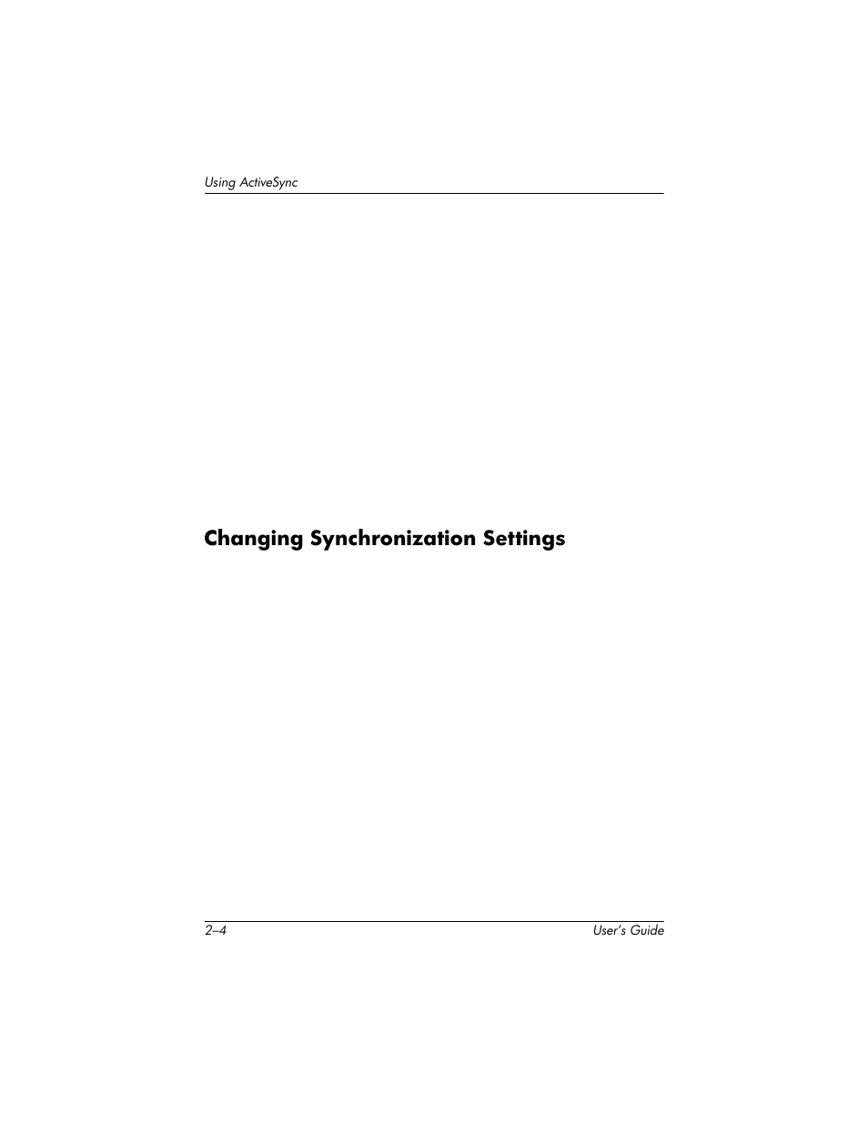 Changing synchronization settings, Changing synchronization settings –4 | HP H1930 User Manual | Page 24 / 127