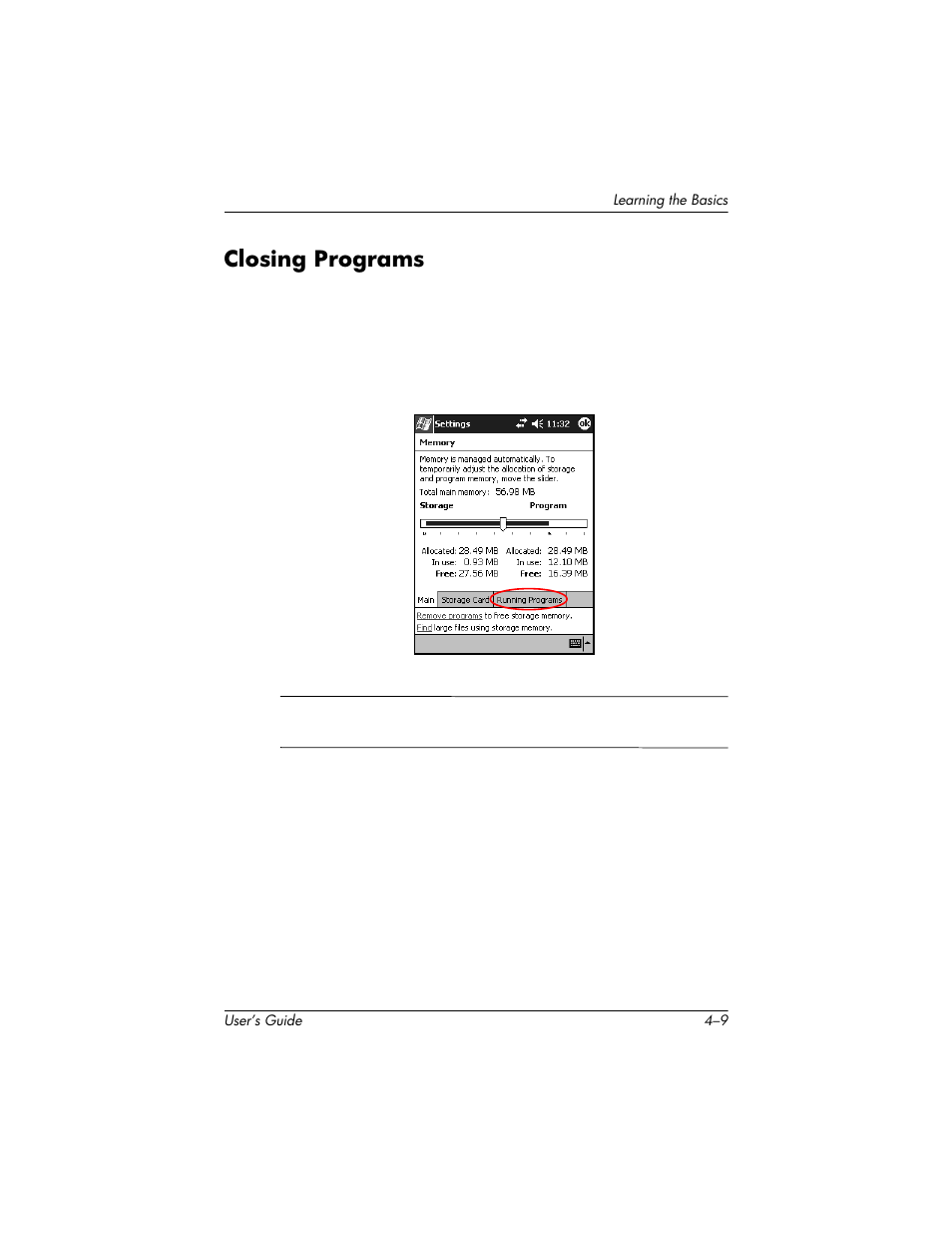 Closing programs, Closing programs –9 | HP H1930 User Manual | Page 45 / 127