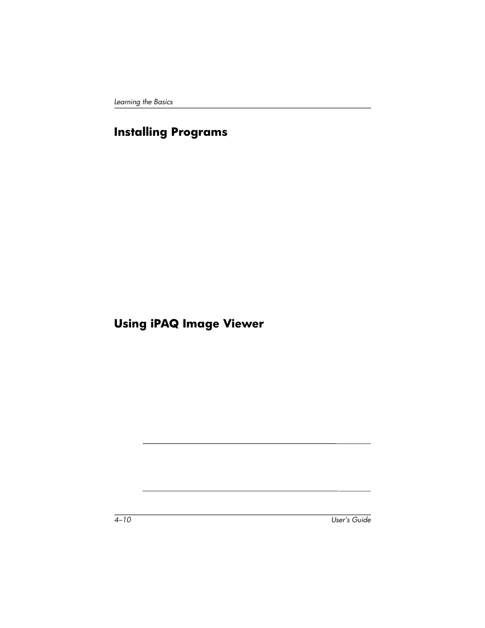 Installing programs, Using ipaq image viewer | HP H1930 User Manual | Page 46 / 127
