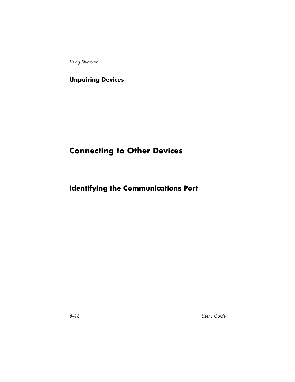 Connecting to other devices, Identifying the communications port, Connecting to other devices –18 | Identifying the communications port –18 | HP H1930 User Manual | Page 92 / 127