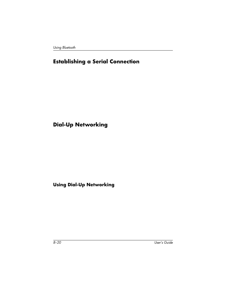 Establishing a serial connection, Dial-up networking | HP H1930 User Manual | Page 94 / 127